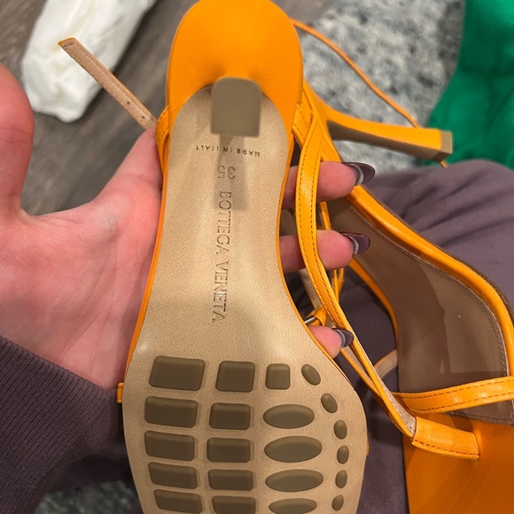 Bottega Veneta Orange Stretch Heeled Sandals - Picture 3 of 8